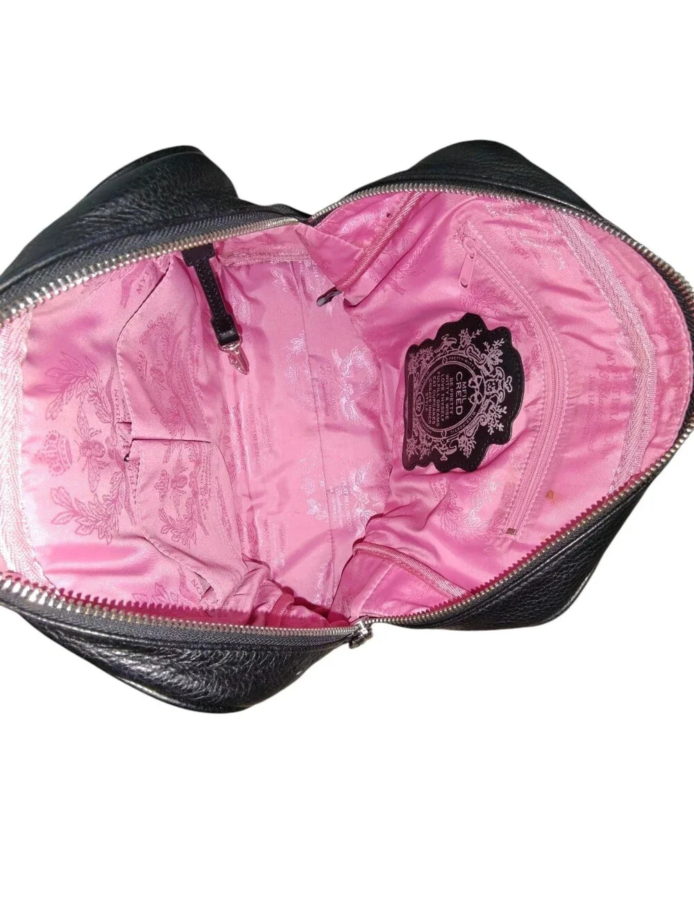 MY FLAT IN LONDON Black Pebbled Leather Dome Satchel Bag -Brighton